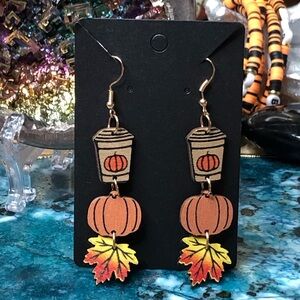 🍁Autumn Pumpkin and Leaf Earrings, Listing is for 1